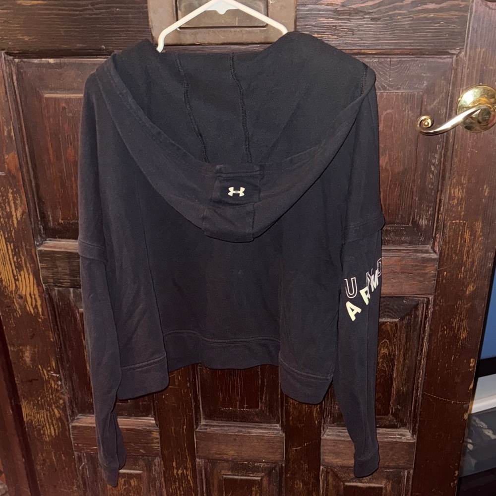UA Black Casual Quarter Zip Boxy Hoodie - Picture 3 of 4